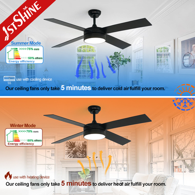 4*MDF Blades Decorative LED Ceiling Fan Black Finish DC Motor Energy Saving