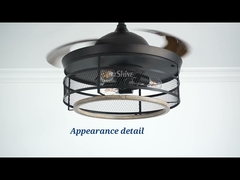 Retractable Blades Industrial Ceiling Fan  Vintage Cage Chandelier Ceiling Fan