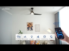 52 pollici nero a controllo remoto LED ventilatore di soffitto Abs lama sussurro silenzioso motore