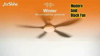 Ventilatore da soffitto moderno a LED da 52 pollici color oro nero