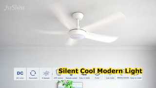 Ventilatore da soffitto moderno bianco, luce LED silenziosa