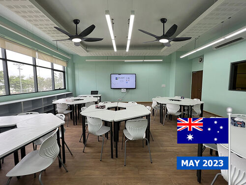 Progetto di ventilatori per soffitti per scuole internazionali