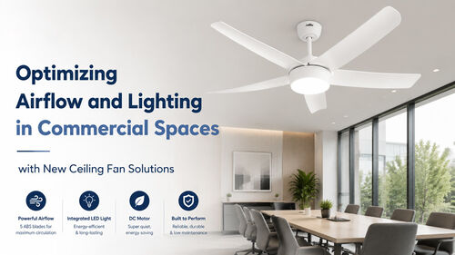 Ultime notizie aziendali su Ottimizzazione del flusso d'aria e dell'illuminazione negli spazi commerciali con nuove soluzioni per ventilatori di soffitto