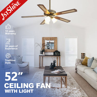 Qualità  Classic Antique Brass Ceiling Fan With Light  Pull Chain AC Motor 5 Mdf Blade Fabbrica