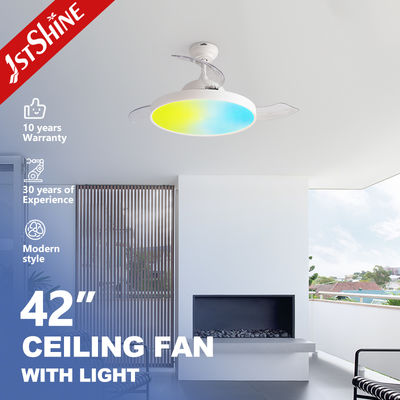 Buon prezzo 42 pollici di luce di ventole di soffitto retrattile intelligente con telecomando a 6 velocità e illuminazione ambientale in linea