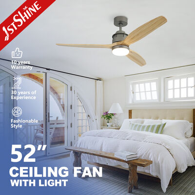 Buon prezzo Ventilatore di soffitto a motore a corrente continua da 52 pollici con lame di legno massello e luce a LED in linea